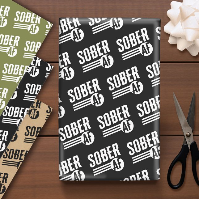 Sober AF - Recovery with Style and Attitude Wrapping Paper Sheets (Custom Wrapping Paper)