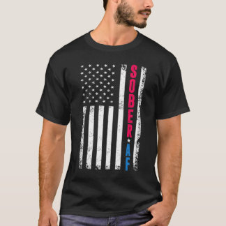 SOBER AF US Flag, Support Sobriety Recovery TShirt