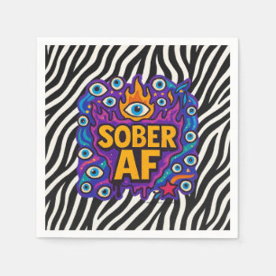 Sober AF - Zebra Pattern - Napkins