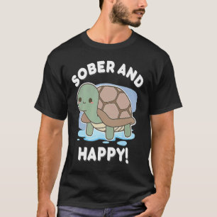 Sober and Happy Cute Turtle Chibi Recovery Anniver T-Shirt