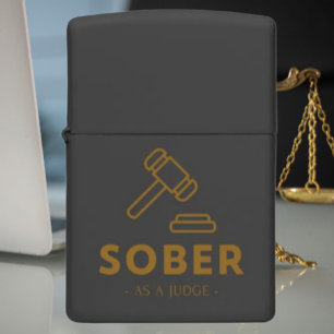 Sober As A Judge – Gold Gavel Black Zippo Lighter