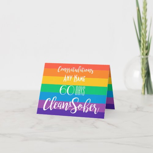 Sober Birthday Sobriety anniversary rainbow LGBT Card