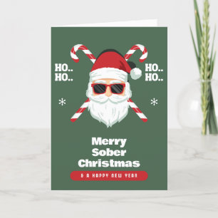 Sober Christmas Card, Cool Santa Claus, New Year Letterpress Thank You Card