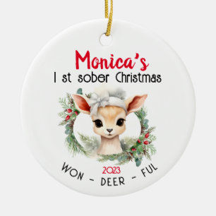 Sober Christmas Ceramic Ornament