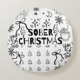 Sober christmas round pillow