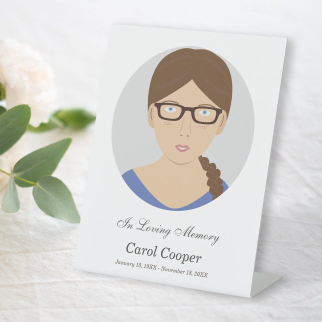 Sober Circle Photo Funeral Pedestal Sign (Sober Circle Photo Funeral Pedestal Sign)