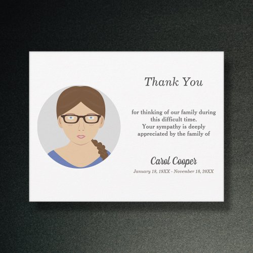 Sober Circle Photo Funeral Thank You Note Card