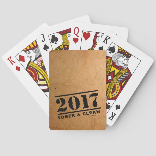 Sober & Clean 2017 (recovery gifts/addiction free) Poker Cards (Back)