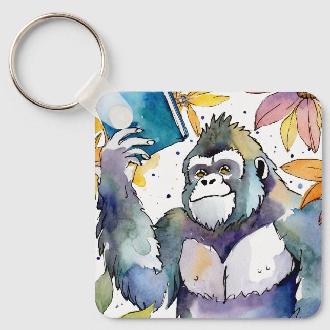 Sober Gorilla w/ Big Book AA Prayer CUSTOM Keychain (Front)