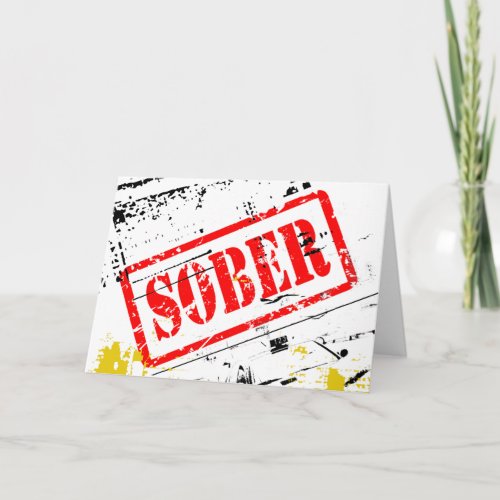 Sober Grunge Stamp Sobriety Recovery Card