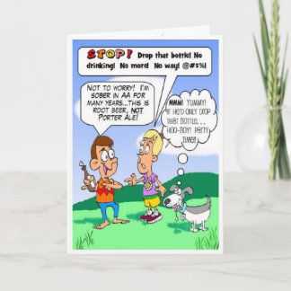Sober kids and goofy dog birthday card