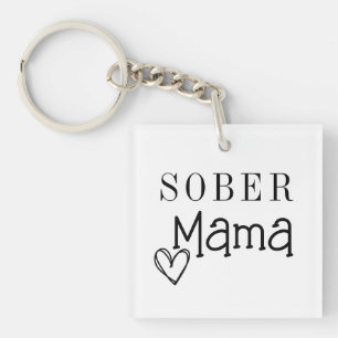 Sober Mom Keychain, Addiction Recovery  Sleutelhan Keychain