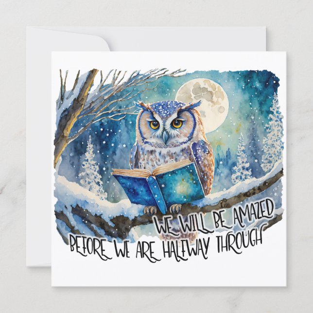 Sober Owl Reading Big Book Recovery Card (Front)