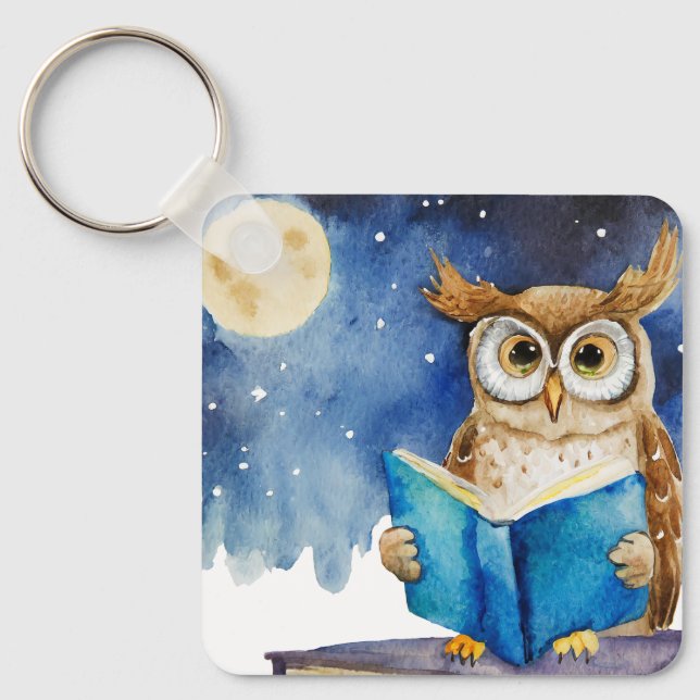 Sober Owl w/ Big Book AA Prayer CUSTOM Keychain (Front)