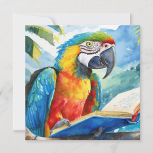 Sober Parrot Reading Big Book Recovery Card