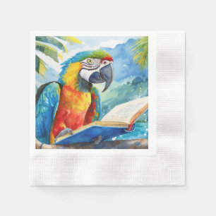 Sober Parrot Reading Big Book Recovery Napkins