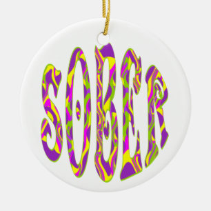 SOBER Retro 60’s Art Psychedelic Ceramic Ornament
