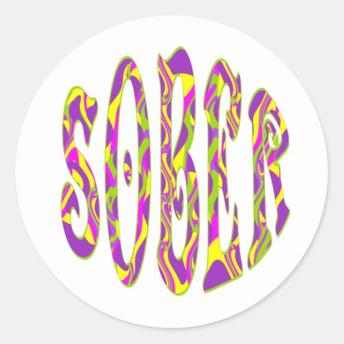 SOBER  Retro 60s Art Psychedelic Classic Round Sticker