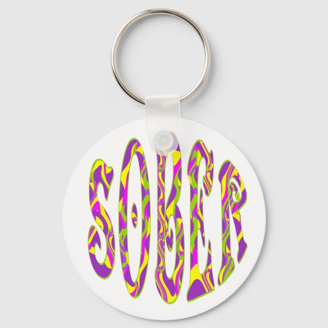 SOBER  Retro 60’s Art Psychedelic Keychain (Front)