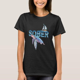 Sober Sailboat And Sea Turtle Recovery Na Aa Anniv T-Shirt