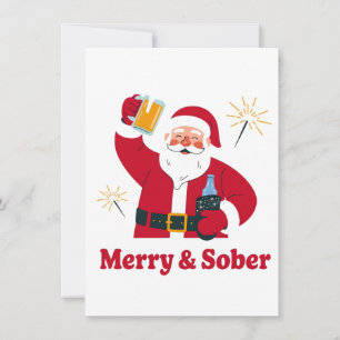Sober Santa Sobriety Christmas Xmas Sober Note Card