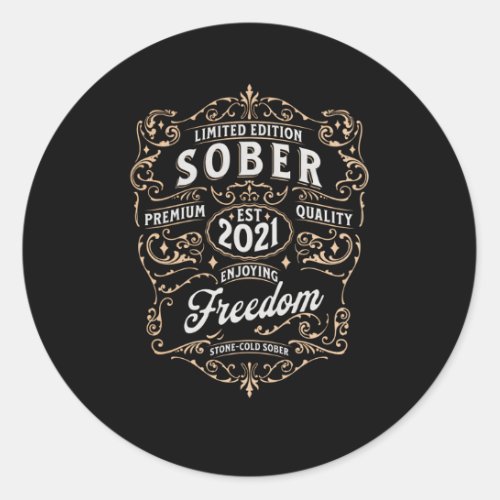Sober Since 2021 Sobriety Sober Anniversary Classic Round Sticker