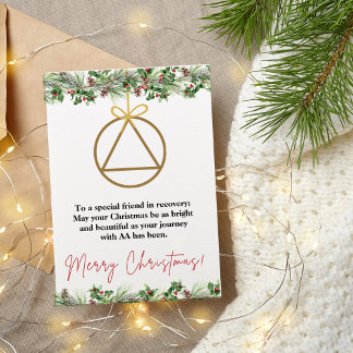 Sober Support Xmas Card, Sobriety Greeting Card