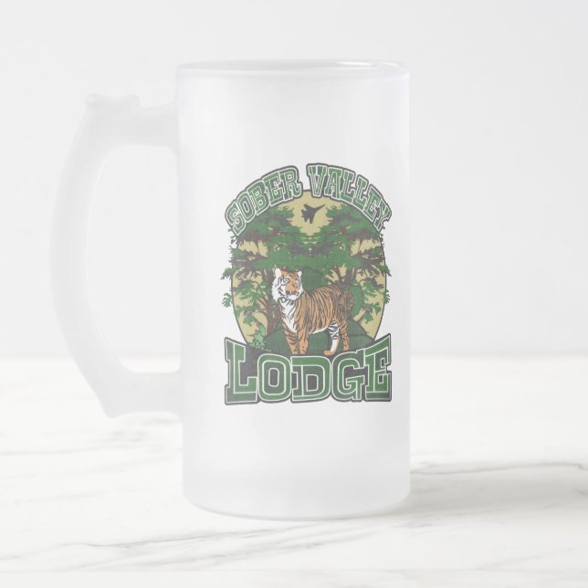 Sober Valley Lodge Frosted Glass Beer Mug (Left)