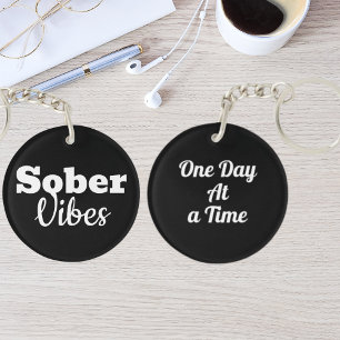 Sober Vibes – Motivational Sobriety Recovery Gift Keychain
