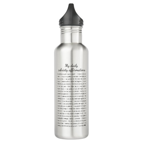 Sobriety Affirmations Any Name Date Custom Stainless Steel Water Bottle