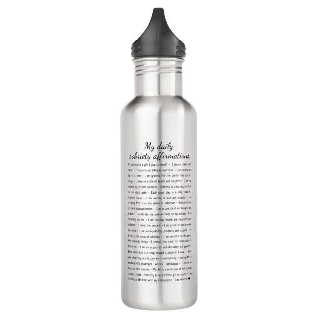 Sobriety Affirmations Any Name Date Custom Stainless Steel Water Bottle (Left)
