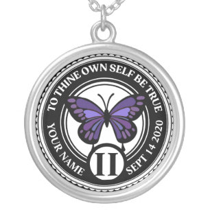Sobriety Anniversary Date 12-Step Recovery Silver Plated Necklace