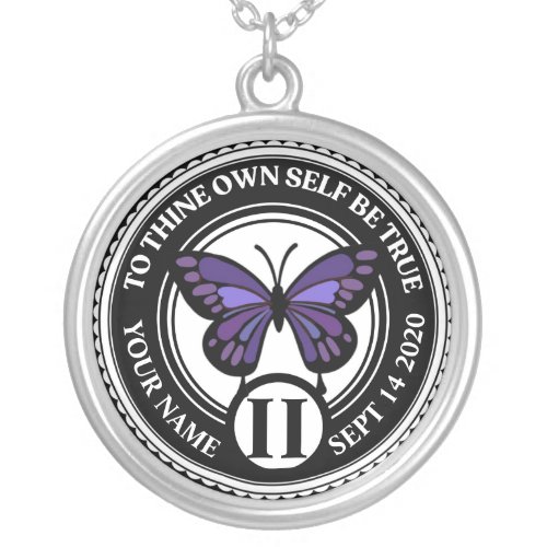 Sobriety Anniversary Date 12_Step Recovery Silver Plated Necklace