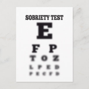 Sobriety Blurry Eye Chart Drunk Test Sober Postcard