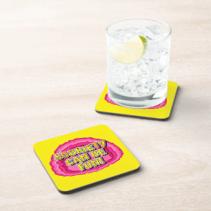 Sobriety Can Be Fun Geode 12 Step Recovery Slogan Beverage Coaster
