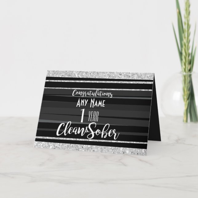 Sobriety card personalized 12 step recovery AA NA (Front)