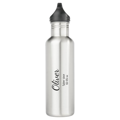 Sobriety Custom Name and Sober Date Affirmation Stainless Steel Water Bottle