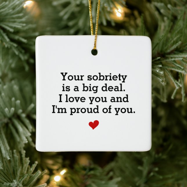 Sobriety Gift, Sober Anniversary Ceramic Ornament (Tree)