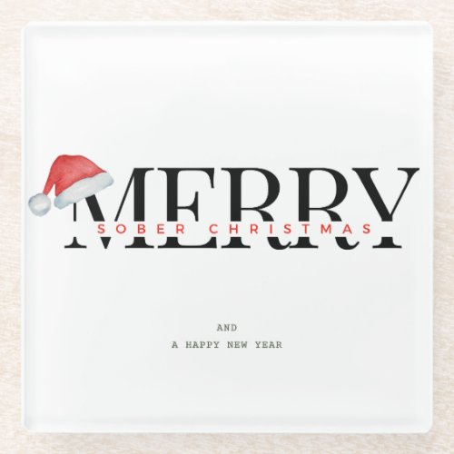 Sobriety Gift Sober Christmas Party Glass Coaster