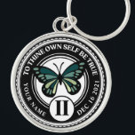 Sobriety Medallion with Green Butterfly Recovery Keychain<br><div class="desc">Our Addiction Recovery Medallion Keychains are a perfect way to recognize a Sobriety Birthday or Recovery Anniversary because they offer something that mass produced medallion keychains just can't... the option to personalize! Make them feel unique and appreciated by giving personalized. Add any name, recovery date and length of sobriety! Designed...</div>
