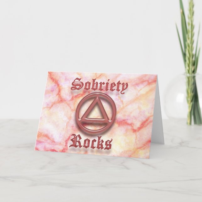 SOBRIETY ROCKS Sober Recovery AA Greeting Card (Front)