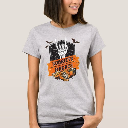 Sobriety Rocks with Bats  Roses T_Shirt