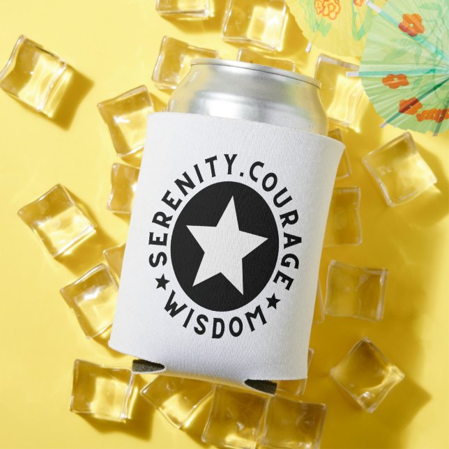 Sobriety Serenity Courage Wisdom Custom Name Date Can Cooler (In Situ Summer)