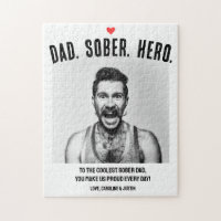 Sobriety Support Gift, Dad Hero Sober Custom Photo
