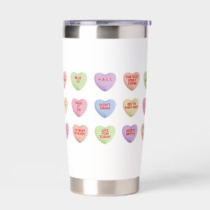 Sobriety Valentine Mug with Conversation Hearts Insulated Tumbler