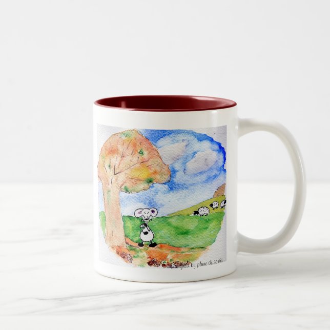Sobs in autumn Two-Tone coffee mug (Right)