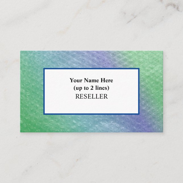 Soca Cools Bubble Wrap Background I Reseller Business Card (Front)