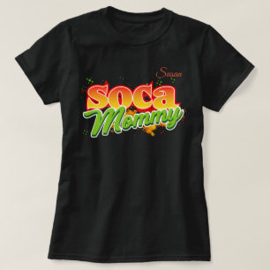 Soca Mommy Orange and Green Text T-Shirt