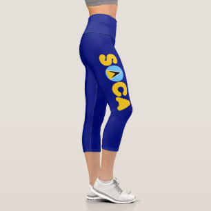 Soca Saint Lucia Flag Carnival Capri Leggings