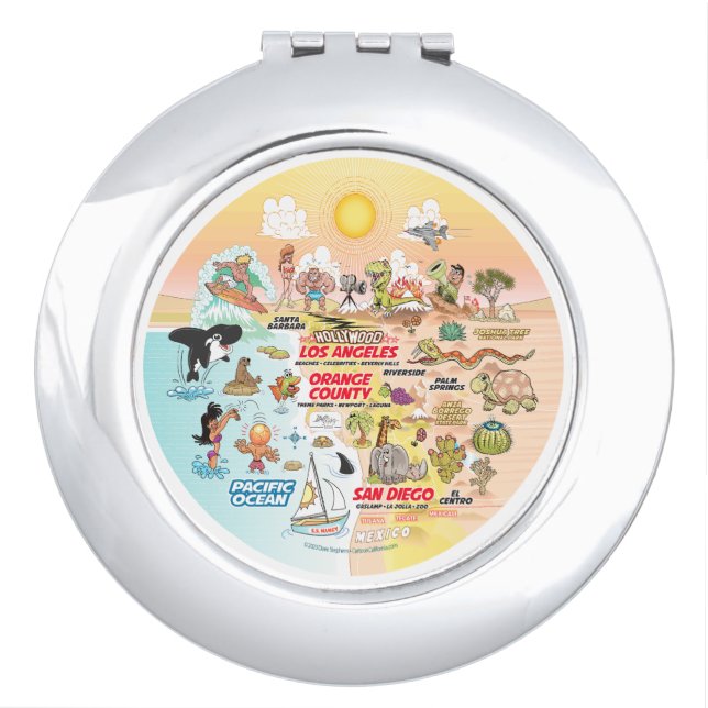 SoCal Beach Sunset Compact Mirror (Front)